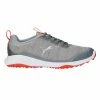 Puma FUSION Pro Wide Golf Shoes - Cool Mid Grey/Puma Silver/Red Blast