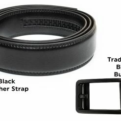 Tough Apparel Black Leather Ratchet Belt / Black Buckle Set
