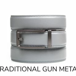 Tough Apparel Slate Grey Leather Ratchet Belt / Gunmetal Buckle Set